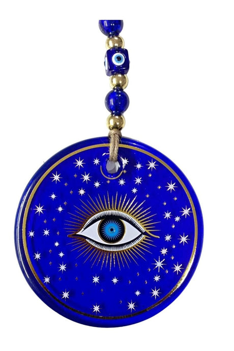 Blue Star Embroidered Eye Model Wall Ornament Nazar Bead - TryAladdin