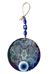 Elephant Figured Nazar Bead Fusion Glass Wall Ornament - TryAladdin