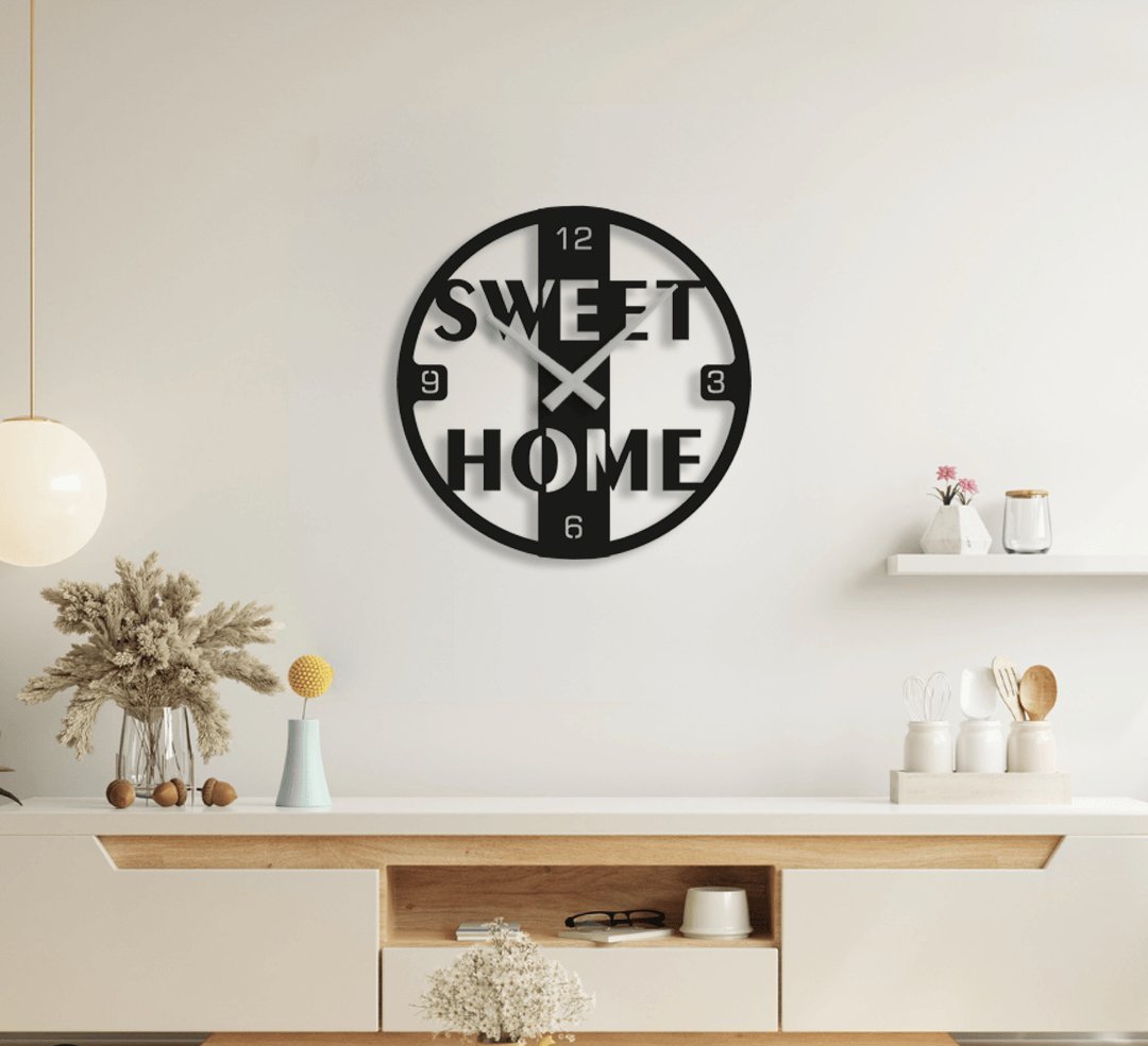 NR Dizayn | Sweet Home Metal Wall Clock - TryAladdin