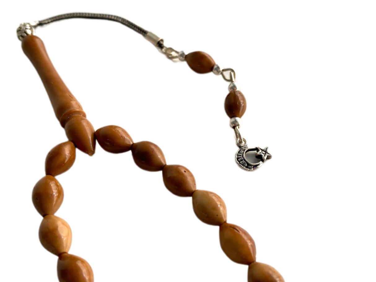 Tesbihevim | Plain Kuka Wood Tasbih with Silver Tassel - TryAladdin